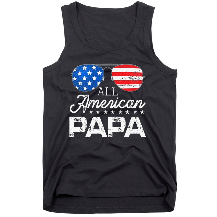 All American Papa 4th of July Father's Day USA Flag Tank Top