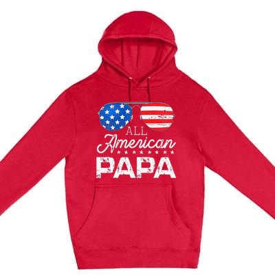 All American Papa 4th of July Father's Day USA Flag Premium Pullover Hoodie