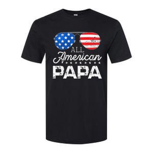 All American Papa 4th of July Father's Day USA Flag Softstyle CVC T-Shirt