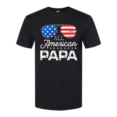 All American Papa 4th of July Father's Day USA Flag Softstyle CVC T-Shirt