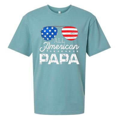 All American Papa 4th of July Father's Day USA Flag Sueded Cloud Jersey T-Shirt