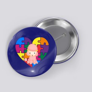 Autism Awareness Poodle Heart Valentine's Day Puzzle Piece Cute Gift Button