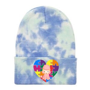 Autism Awareness Poodle Heart Valentine's Day Puzzle Piece Cute Gift Tie Dye 12in Knit Beanie