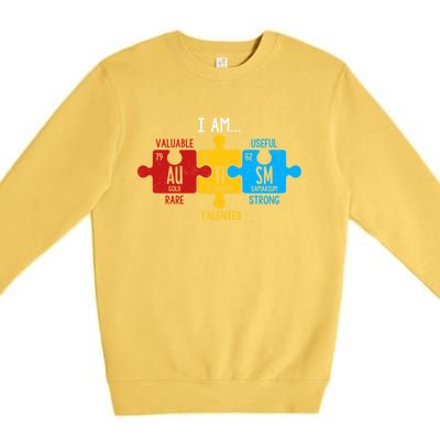 Autism Awareness Periodic Table Elets Great Gift Premium Crewneck Sweatshirt