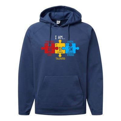 Autism Awareness Periodic Table Elets Great Gift Performance Fleece Hoodie