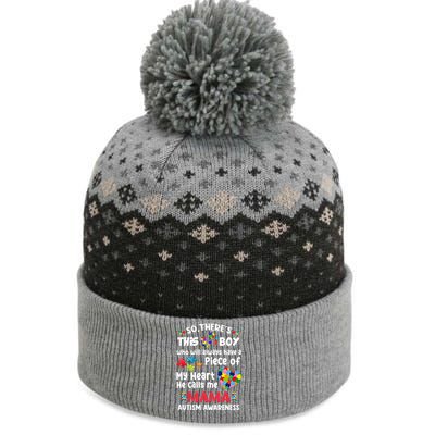 Autistic A Piece Of My Heart He Calls Me Mama Autism Gift The Baniff Cuffed Pom Beanie