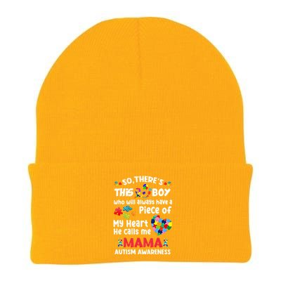 Autistic A Piece Of My Heart He Calls Me Mama Autism Gift Knit Cap Winter Beanie