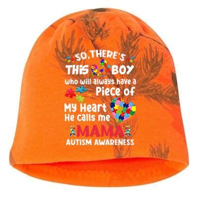 Autistic A Piece Of My Heart He Calls Me Mama Autism Gift Kati - Camo Knit Beanie