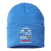 Autistic A Piece Of My Heart He Calls Me Mama Autism Gift Sustainable Knit Beanie