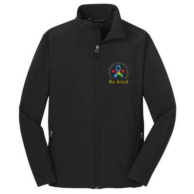 Autism Awareness Puzzle Ribbon Be Kind Core Soft Shell Jacket