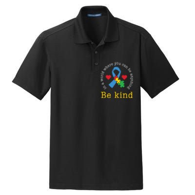 Autism Awareness Puzzle Ribbon Be Kind Dry Zone Grid Polo