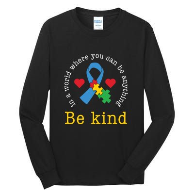 Autism Awareness Puzzle Ribbon Be Kind Tall Long Sleeve T-Shirt