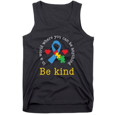 Autism Awareness Puzzle Ribbon Be Kind Tank Top