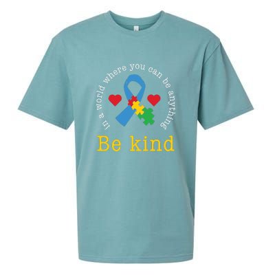 Autism Awareness Puzzle Ribbon Be Kind Sueded Cloud Jersey T-Shirt