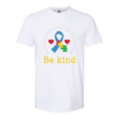 Autism Awareness Puzzle Ribbon Be Kind Softstyle® CVC T-Shirt