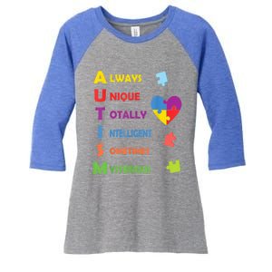 Autism Awareness Plus Size Acceptance Puzzle Meaningful Gift Women's Tri-Blend 3/4-Sleeve Raglan Shirt