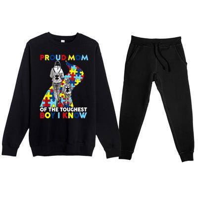 Autism Awareness Proud Dad Of The Toughest Boy I Know Premium Crewneck Sweatsuit Set