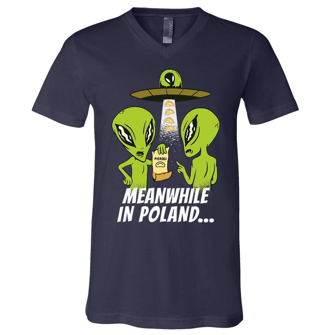 Alien Abduction Pierogi Polish Food Poland Polonia V-Neck T-Shirt