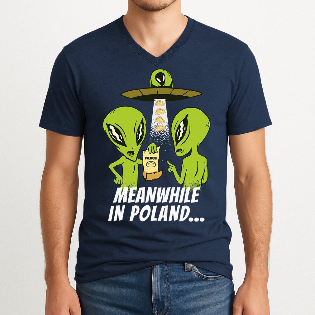 Alien Abduction Pierogi Polish Food Poland Polonia V-Neck T-Shirt