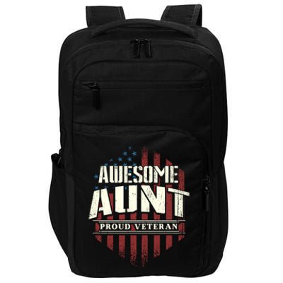 Awesome Aunt Proud Veteran Patriotic America Veteran's Day Gift Impact Tech Backpack