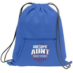 Awesome Aunt Proud Veteran Patriotic America Veteran's Day Gift Sweatshirt Cinch Pack Bag