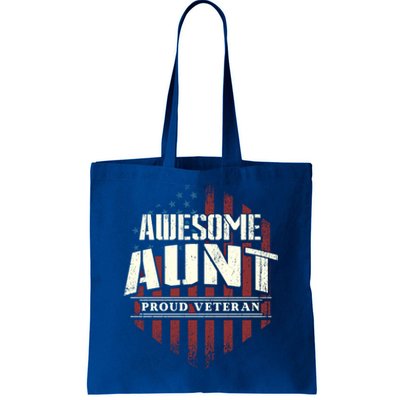 Awesome Aunt Proud Veteran Patriotic America Veteran's Day Gift Tote Bag