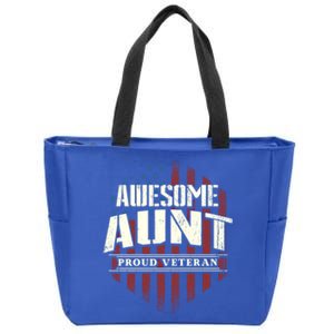 Awesome Aunt Proud Veteran Patriotic America Veteran's Day Gift Zip Tote Bag