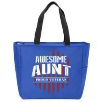 Awesome Aunt Proud Veteran Patriotic America Veteran's Day Gift Zip Tote Bag