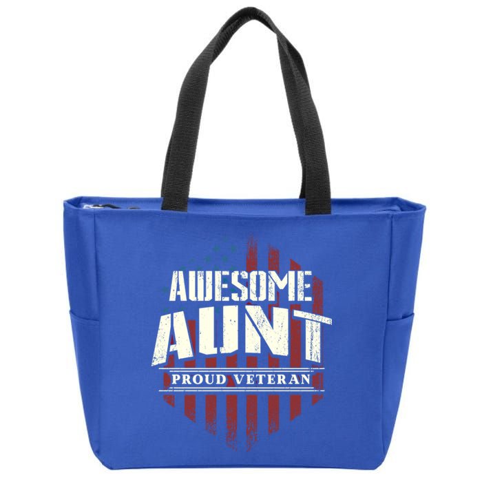 Awesome Aunt Proud Veteran Patriotic America Veteran's Day Gift Zip Tote Bag