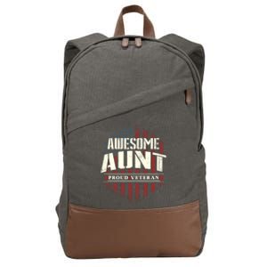 Awesome Aunt Proud Veteran Patriotic America Veteran's Day Gift Cotton Canvas Backpack