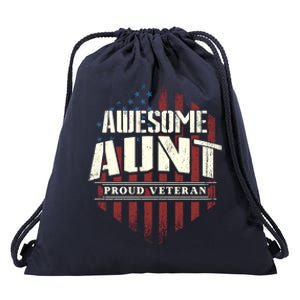 Awesome Aunt Proud Veteran Patriotic America Veteran's Day Gift Drawstring Bag