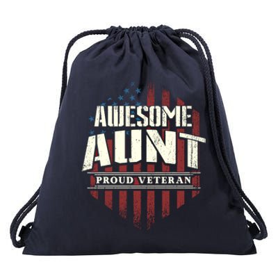 Awesome Aunt Proud Veteran Patriotic America Veteran's Day Gift Drawstring Bag