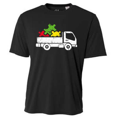 Autism Awareness Puzzle Piece Truck Autistic Cooling Performance Crew T-Shirt