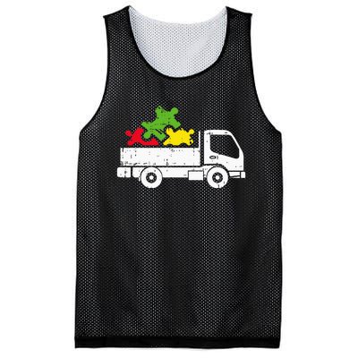 Autism Awareness Puzzle Piece Truck Autistic Mesh Reversible Basketball Jersey Tank