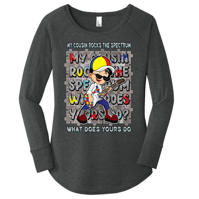 Autism Awareness Proud Cousin Rocks The Spectrum Women's Perfect Tri Tunic Long Sleeve Shirt