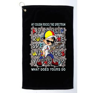 Autism Awareness Proud Cousin Rocks The Spectrum Platinum Collection Golf Towel