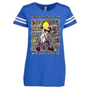 Autism Awareness Proud Cousin Rocks The Spectrum Enza Ladies Jersey Football T-Shirt