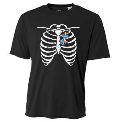 Autism Awareness Puzzle Skeleton Xray Halloween Costume Cooling Performance Crew T-Shirt