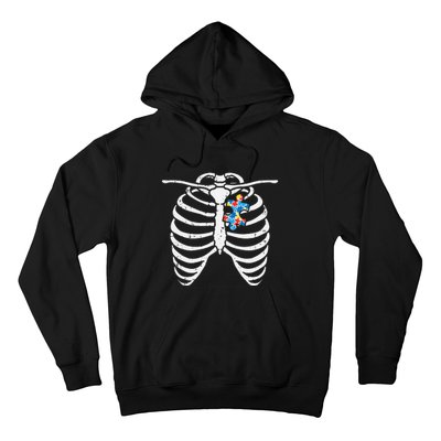 Autism Awareness Puzzle Skeleton Xray Halloween Costume Hoodie