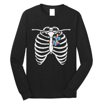 Autism Awareness Puzzle Skeleton Xray Halloween Costume Long Sleeve Shirt