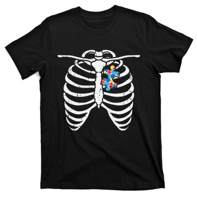 Autism Awareness Puzzle Skeleton Xray Halloween Costume T-Shirt