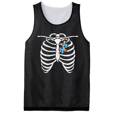 Autism Awareness Puzzle Skeleton Xray Halloween Costume Mesh Reversible Basketball Jersey Tank