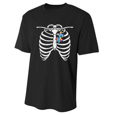 Autism Awareness Puzzle Skeleton Xray Halloween Costume Performance Sprint T-Shirt