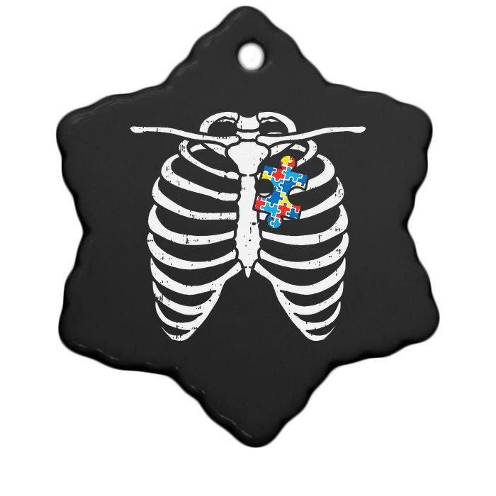 Autism Awareness Puzzle Skeleton Xray Halloween Costume Ceramic Star Ornament