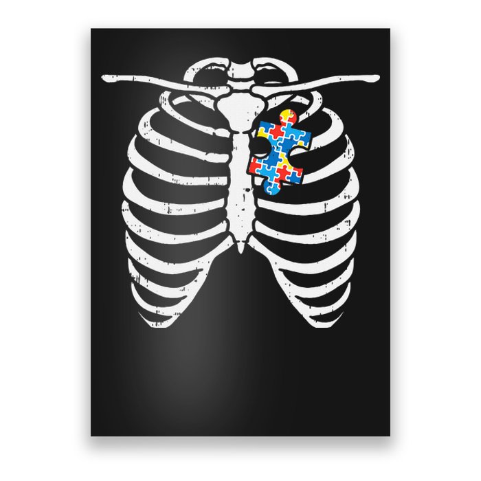 Autism Awareness Puzzle Skeleton Xray Halloween Costume Poster