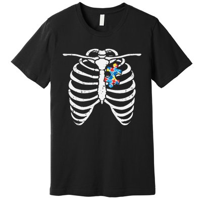 Autism Awareness Puzzle Skeleton Xray Halloween Costume Premium T-Shirt