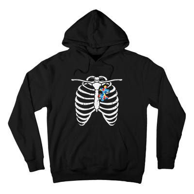 Autism Awareness Puzzle Skeleton Xray Halloween Costume Tall Hoodie