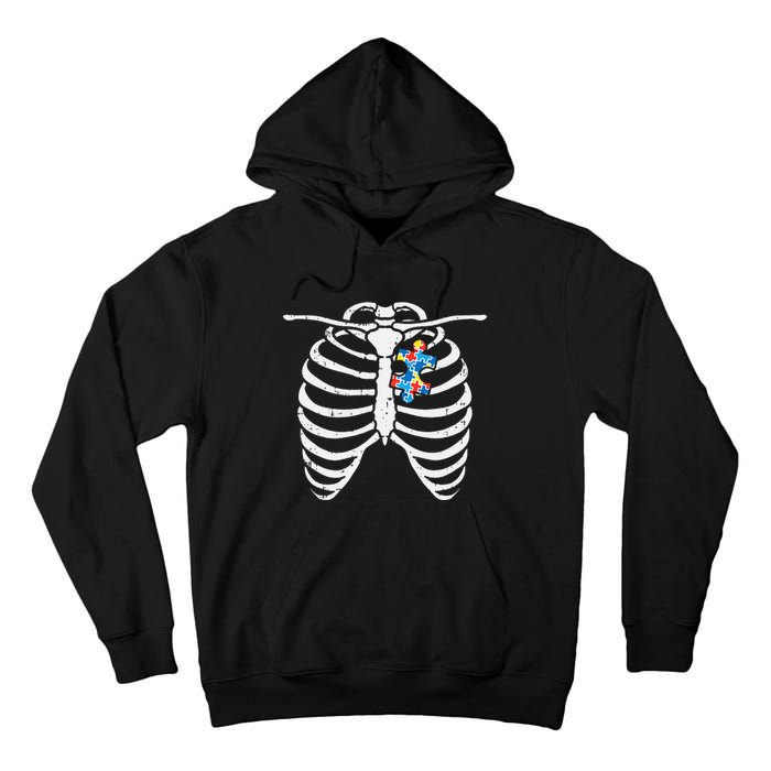 Autism Awareness Puzzle Skeleton Xray Halloween Costume Tall Hoodie