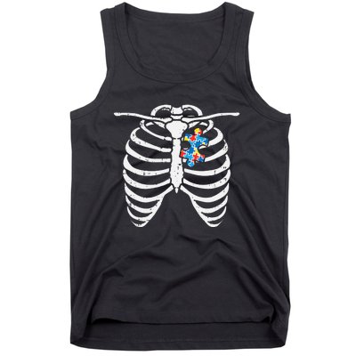 Autism Awareness Puzzle Skeleton Xray Halloween Costume Tank Top