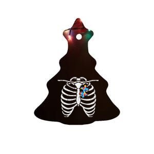 Autism Awareness Puzzle Skeleton Xray Halloween Costume Ceramic Tree Ornament